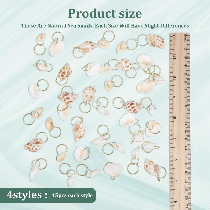 Tyqour 40PCS Seashell Hair Clip & Hair Rings for Braids, Loc Jewelry for Black Women, Beach Seashell Hair Accessories - Image 3